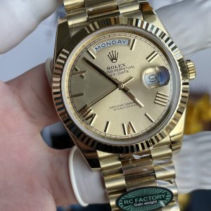 Đồng Hồ Rolex Day-Date Chế Tác Mặt Vàng Champgne Trọng Lượng 210 Gram Xưởng RC 40mm (2)
