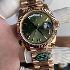 Đồng Hồ Rolex Day-Date Nam Chế Tác Mặt Xanh Ô Liu Màu Vàng Hồng Nhà Máy RC 40mm (2)