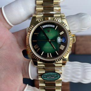 Đồng Hồ Rolex Day-Date Rep 11 Mặt Xanh Lá Khói Trọng Lượng 210 Gram Xưởng RC 40mm (2)