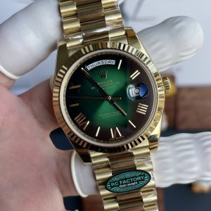 Đồng Hồ Rolex Day-Date Rep 11 Mặt Xanh Lá Khói Trọng Lượng 210 Gram Xưởng RC 40mm (2)