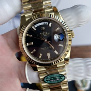 Đồng Hồ Rolex Day-Date Rep Cao Cấp Mặt Đen Trọng Lượng 210 Gram Xưởng RC 40mm (2)