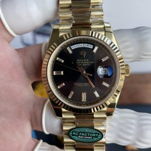 Đồng Hồ Rolex Day-Date Rep Cao Cấp Mặt Đen Trọng Lượng 210 Gram Xưởng RC 40mm (2)