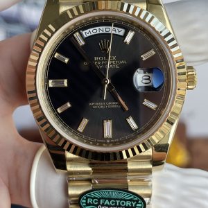 Đồng Hồ Rolex Day-Date Rep Cao Cấp Mặt Đen Trọng Lượng 210 Gram Xưởng RC 40mm (2)