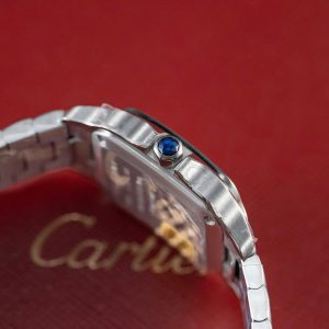 Đồng Hồ Nữ Cartier Santos Small Chế Tác Mặt Trắng Dây Kim Loại 27×34 (2)