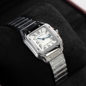 Đồng Hồ Nữ Cartier Santos Small Chế Tác Mặt Trắng Dây Kim Loại 27×34 (2)