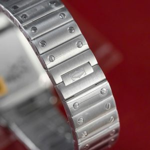 Đồng Hồ Nữ Cartier Santos Small Chế Tác Mặt Trắng Dây Kim Loại 27×34 (2)