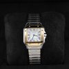 Đồng Hồ Nữ Cartier Santos Small Chế Tác Mặt Trắng Viền Vàng Vàng 27×34 (7)