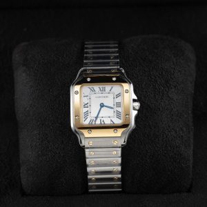 Đồng Hồ Nữ Cartier Santos Small Chế Tác Mặt Trắng Viền Vàng Vàng 27×34 (7)