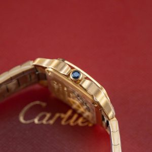 Đồng Hồ Nữ Cartier Santos Small Replica 11 Mặt Trắng Vỏ Phủ Vàng Hồng 27×34 (2)