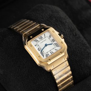 Đồng Hồ Nữ Cartier Santos Small Replica 11 Mặt Trắng Vỏ Phủ Vàng Hồng 27×34 (2)