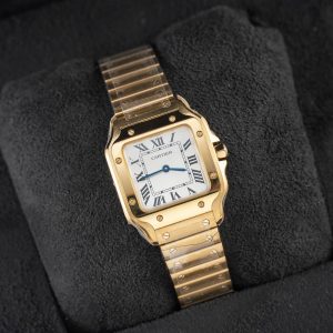 Đồng Hồ Nữ Cartier Santos Small Replica 11 Mặt Trắng Vỏ Phủ Vàng Hồng 27×34 (2)